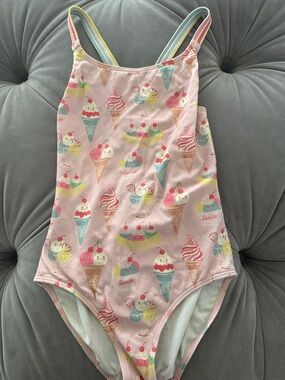 Pink Ice Cream Print Girls One-Piece Swimsuit
